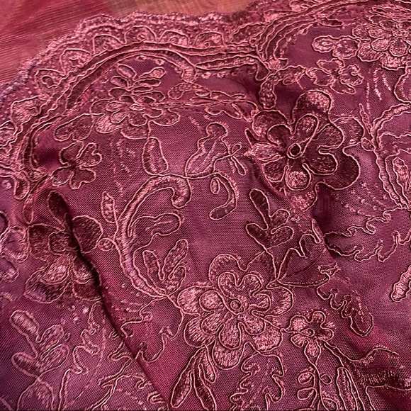 JS Collections maroon lace cocktail dress 4 - Picture 5 of 11